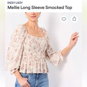 DIZZY LIZZY Mellie Long Sleeve Smocked Top